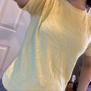 Vintage yellow top with butterfly embroidery